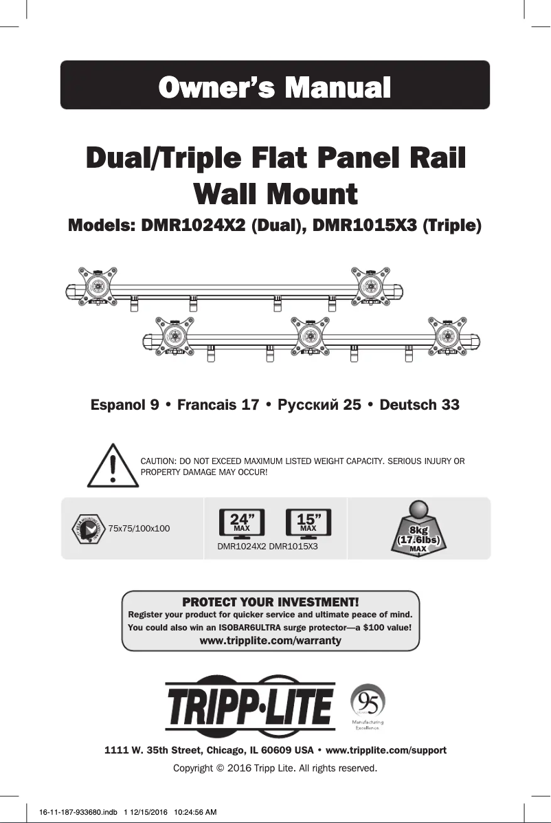 Page 1 de la notice Manuel utilisateur Tripp Lite DMR1015X3
