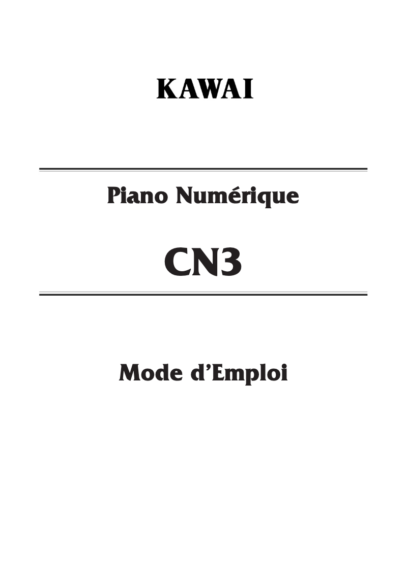 Page n°1 - Manuel utilisateur Kawai CN3