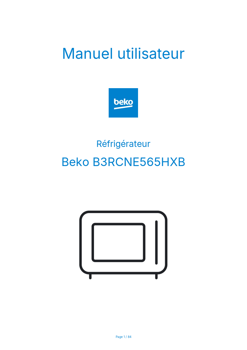 Page n°1 - Manuel utilisateur Beko B3RCNE565HXB