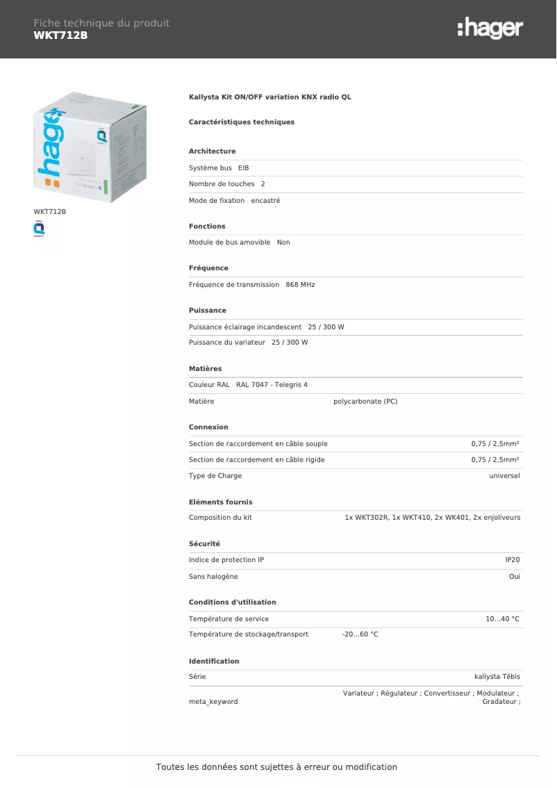 Image de la première page du manuel de l'appareil WKT712B