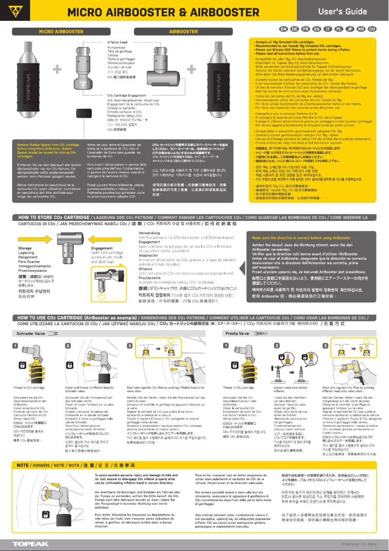 Page 1 de la notice Manuel utilisateur Topeak Micro AirBooster