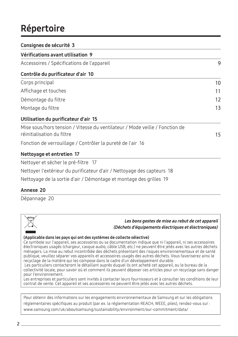 Image de la première page du manuel de l'appareil AX34R3020WW