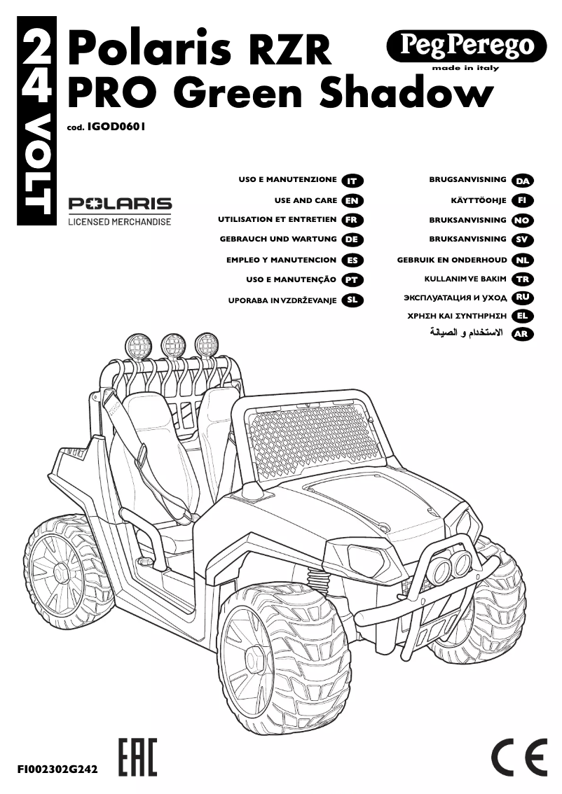 Page 1 de la notice Manuel utilisateur Peg Perego Polaris RZR PRO