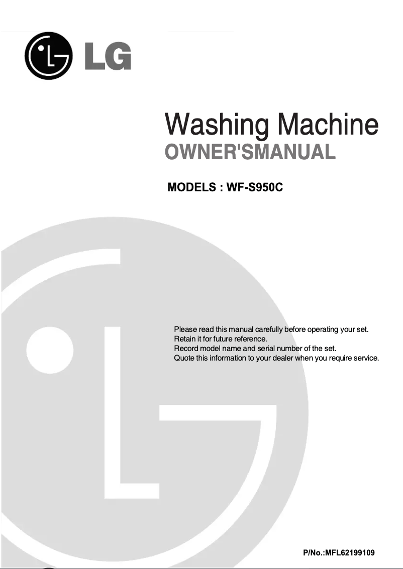 Page 1 de la notice Manuel utilisateur LG WF-S950C