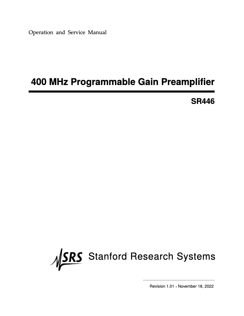 Página 1 del manual Manual de usuario SRS SR446