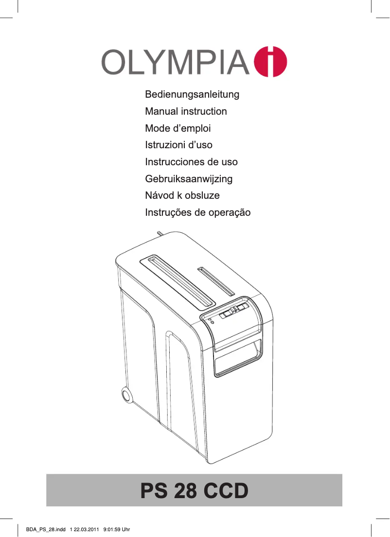 Page 1 de la notice Manuel utilisateur Olympia PS 28 CCD
