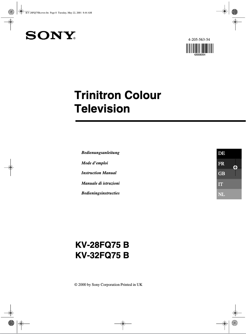 Page n°1 - Manuel utilisateur Sony KV-32FQ75B