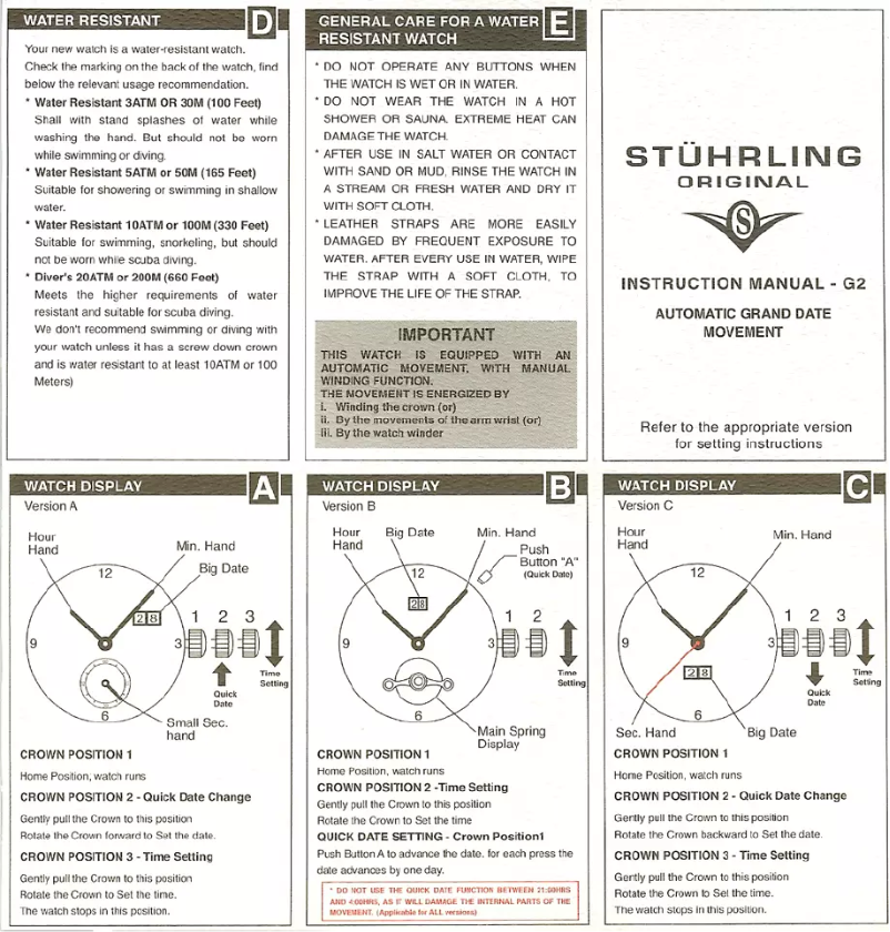 Page n°1 - Manuel utilisateur Stührling G2