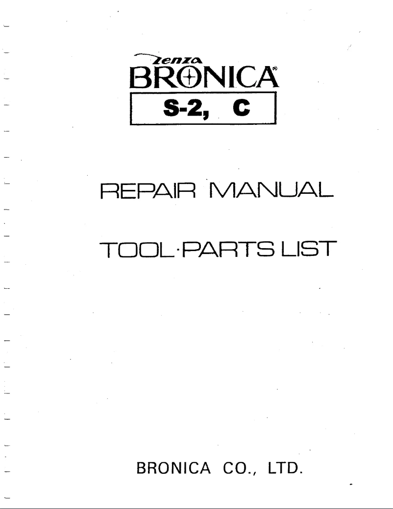 Page 1 de la notice Manuel utilisateur Zenza Bronica C