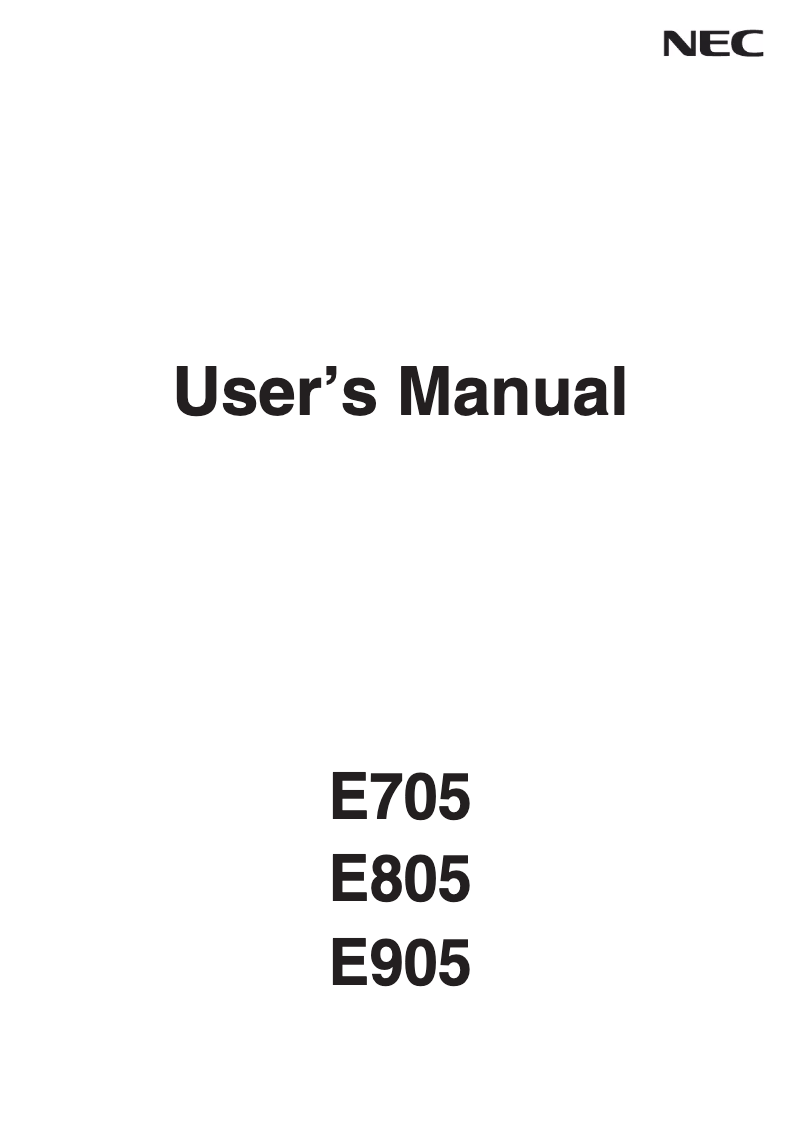 Page 1 de la notice Manuel utilisateur NEC MultiSync E905