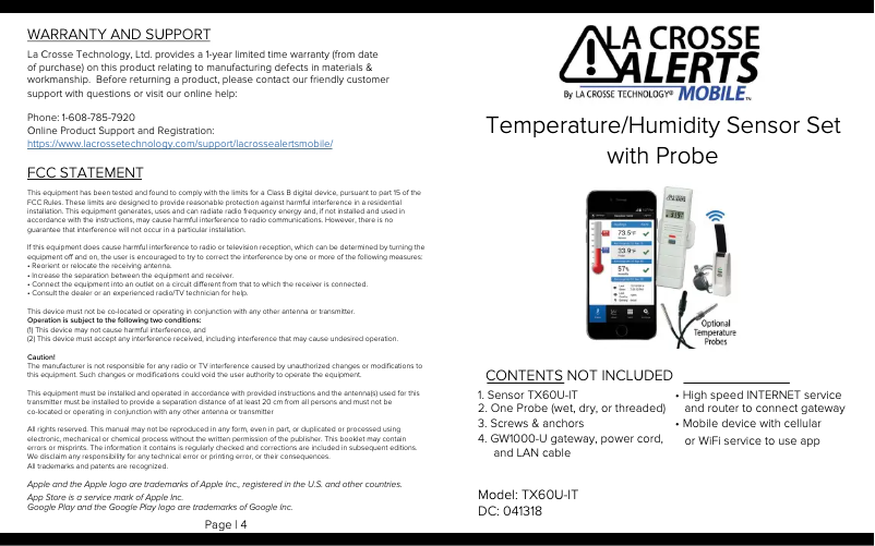 Page n°1 - Manuel utilisateur La Crosse Technology 926-25102-WGB