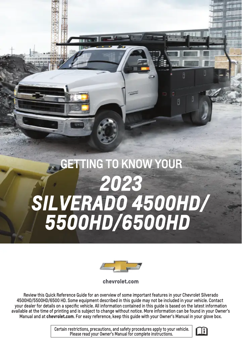 Page 1 de la notice Guide de démarrage rapide Chevrolet Silverado HD (2023)