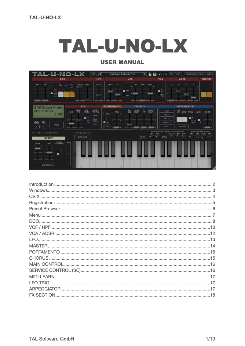 Page n°1 - Manuel utilisateur TAL Software TAL-U-NO-LX
