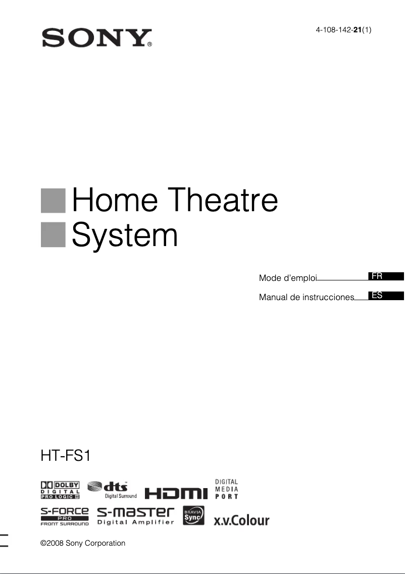 Page 1 de la notice Manuel utilisateur Sony HT-FS1