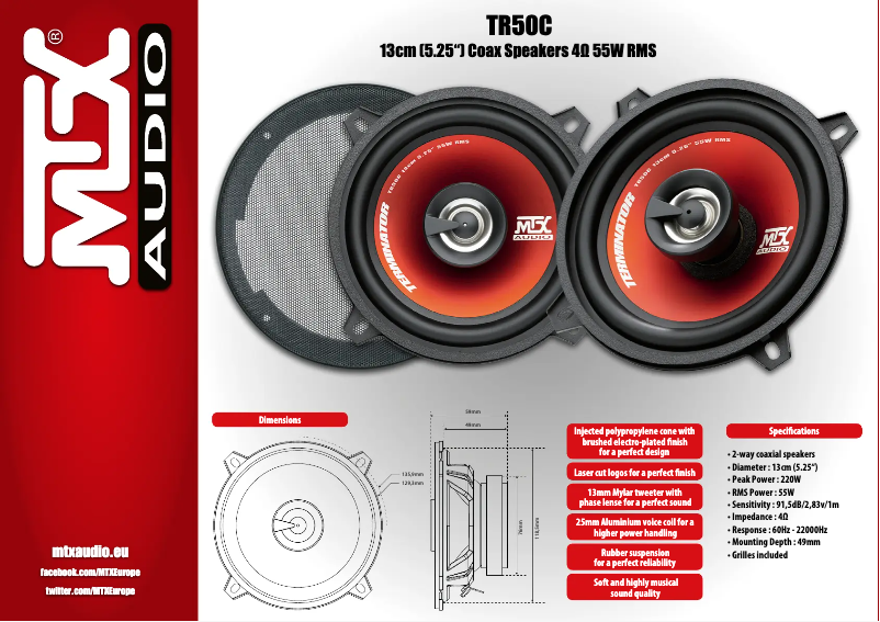 Page n°1 - Manuel utilisateur MTX Audio TR50C