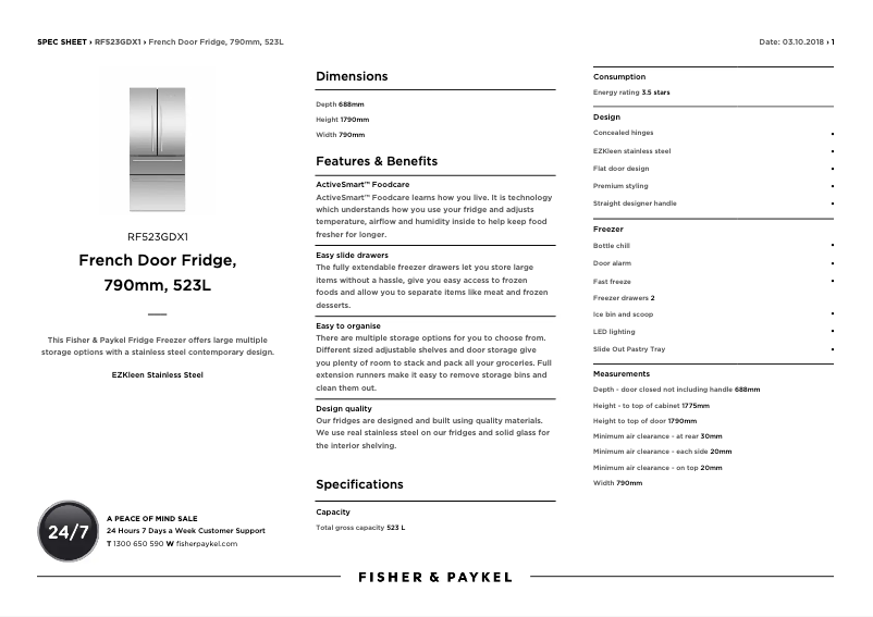 Image de la première page du manuel de l'appareil RF523GDX1