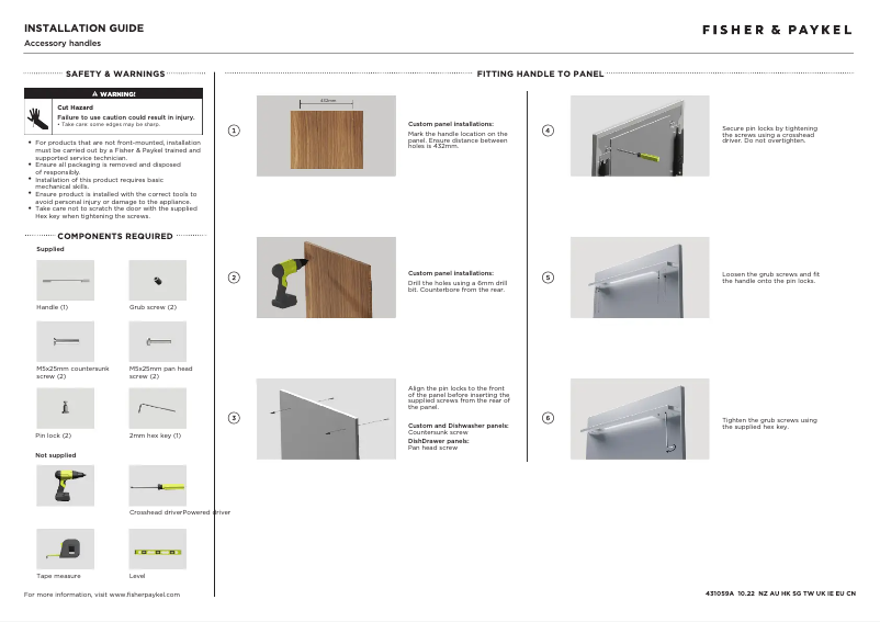 Page 1 de la notice Manuel utilisateur Fisher & Paykel AHD5DDDW60B