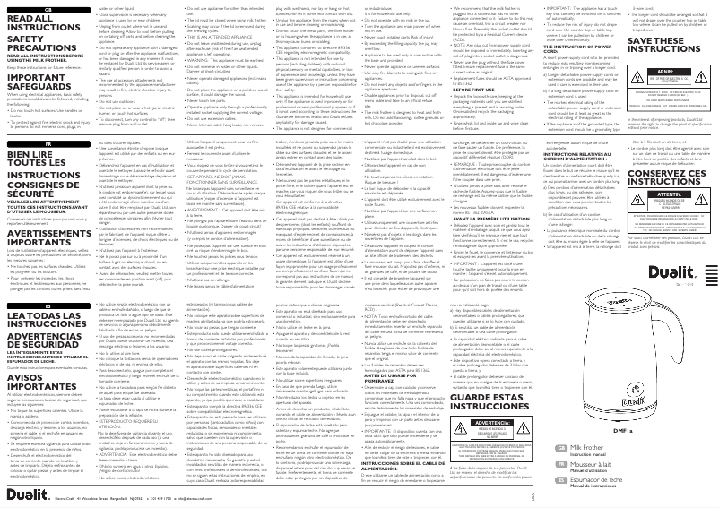 Page 1 de la notice Manuel utilisateur Dualit 84135