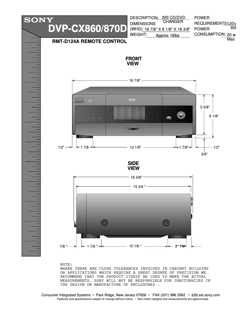 Page n°1 - Guide d'installation Sony DVP-CX870D