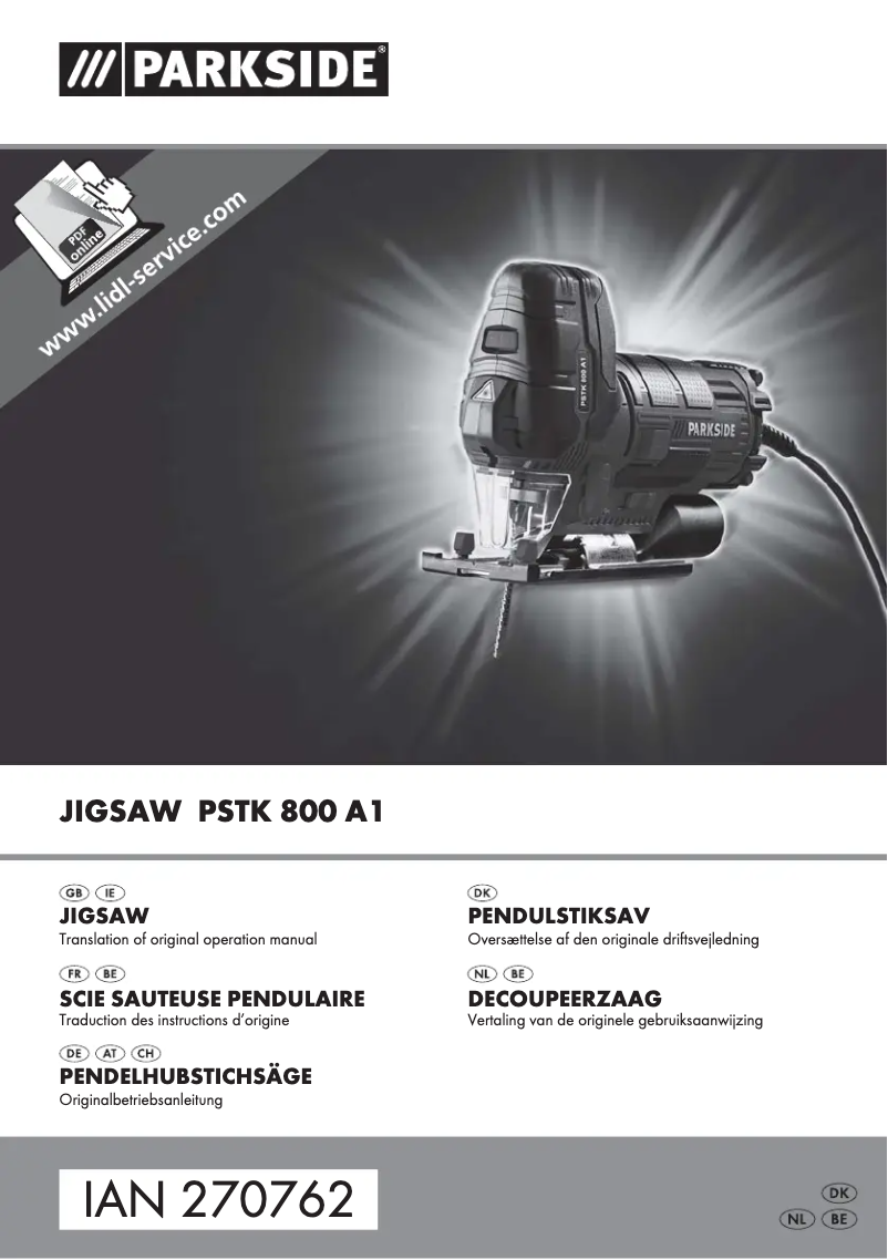 Page n°1 - Manuel utilisateur Parkside PSTKA 800 A1