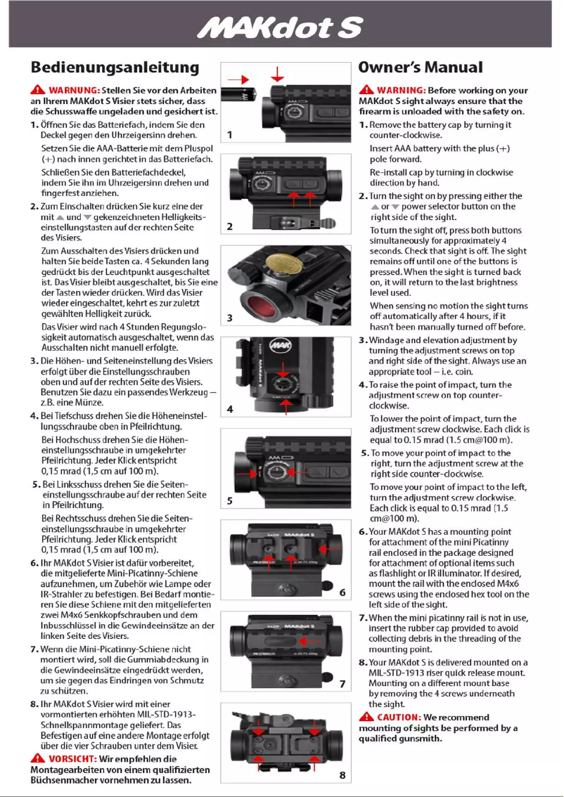Page n°1 - Manuel utilisateur MAK Dot S