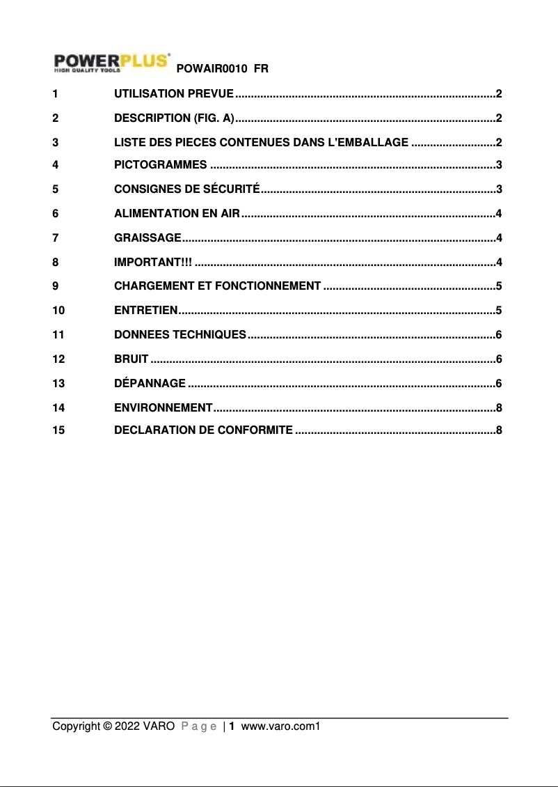 Página 1 del manual Manual de usuario PowerPlus POWAIR0010