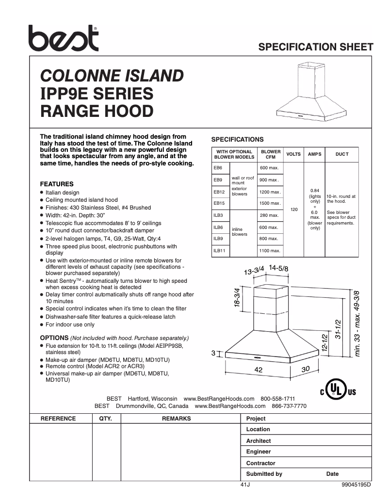 Page n°1 - Guide d'installation Best Colonne IPP9E42SB
