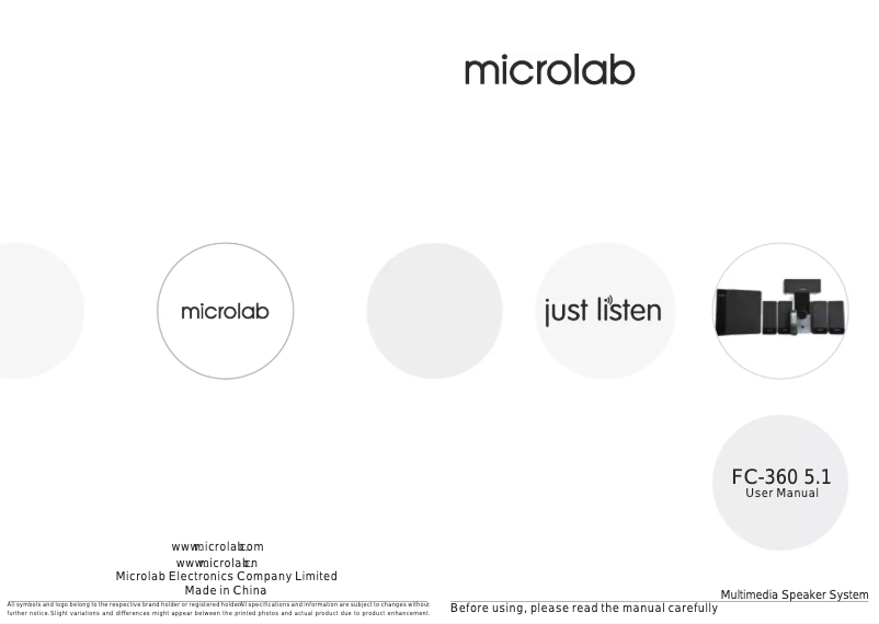 Page n°1 - Manuel utilisateur Microlab FC 360 5.1