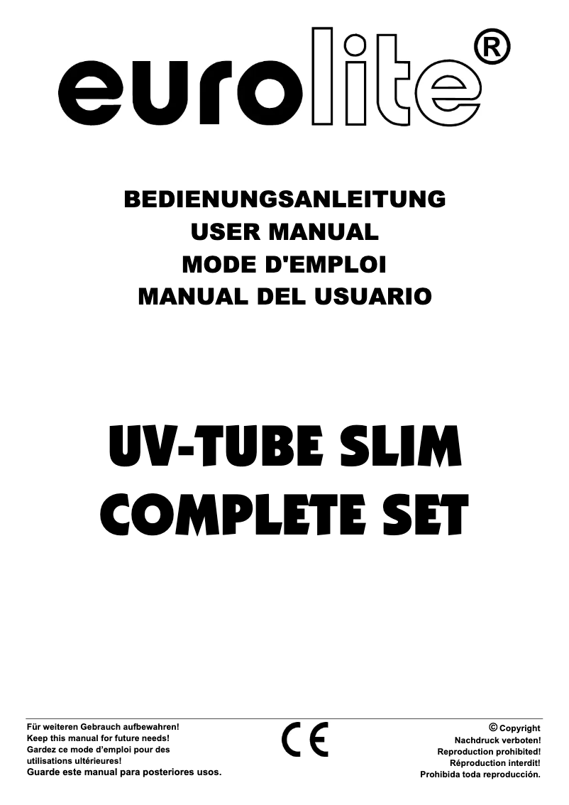 Page n°1 - Manuel utilisateur Eurolite UV-Tube Slim