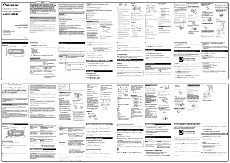 Page n°1 - Guide de démarrage rapide Pioneer MVH-MS512BS