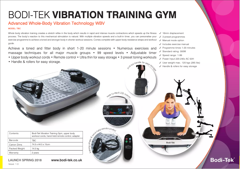 Page 1 de la notice Manuel utilisateur Bodi-Tek Vibration Training Plate