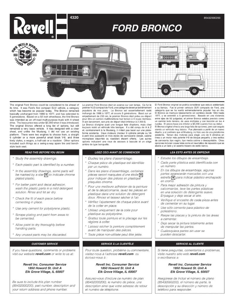 Page 1 of the manual User Manual Revell Ford Bronco
