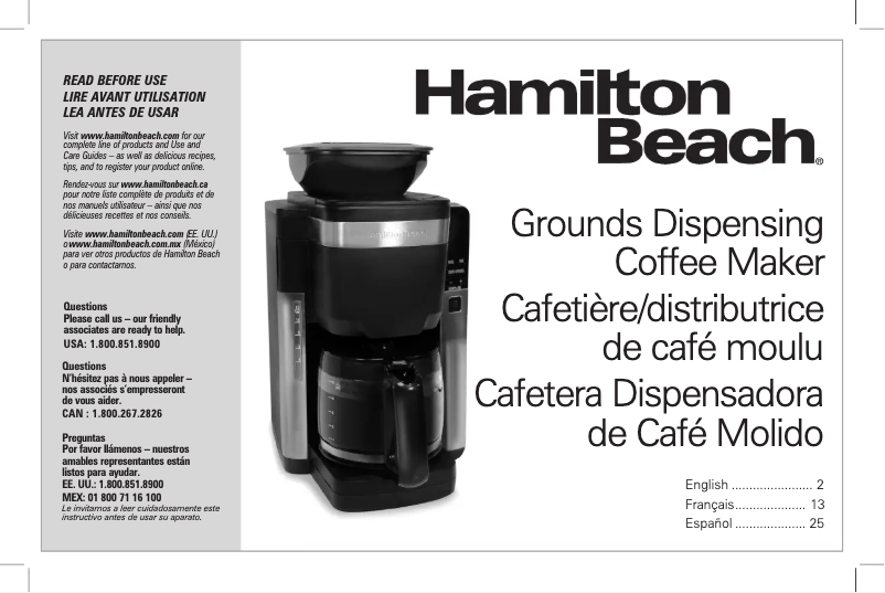 Page n°1 - Manuel utilisateur Hamilton Beach 45400