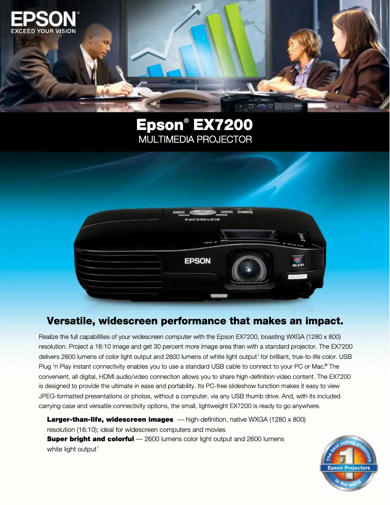 Page 1 de la notice Brochure Epson EX7200