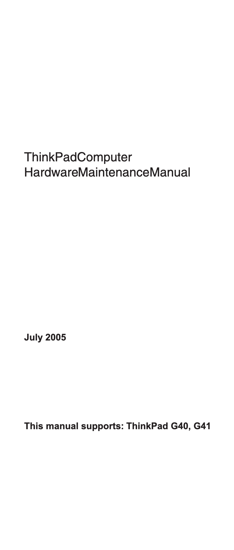 Page n°1 - Manuel utilisateur Lenovo ThinkPad G40