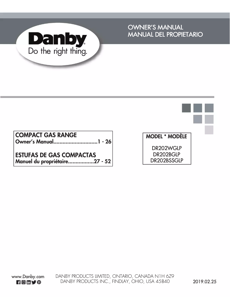Page n°1 - Manuel utilisateur Danby DR202BSSGLP