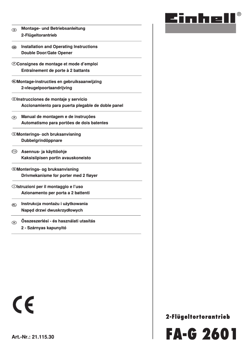 Image de la première page du manuel de l'appareil FA-G 2601