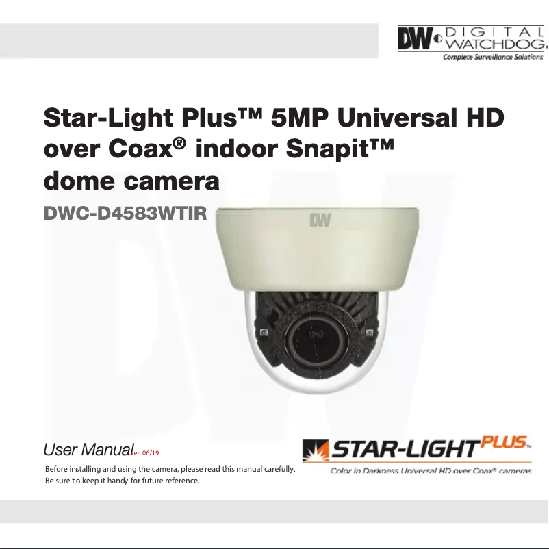 Page 1 de la notice Manuel utilisateur Digital Watchdog Star-Light Plus DWC-D4583WTIR