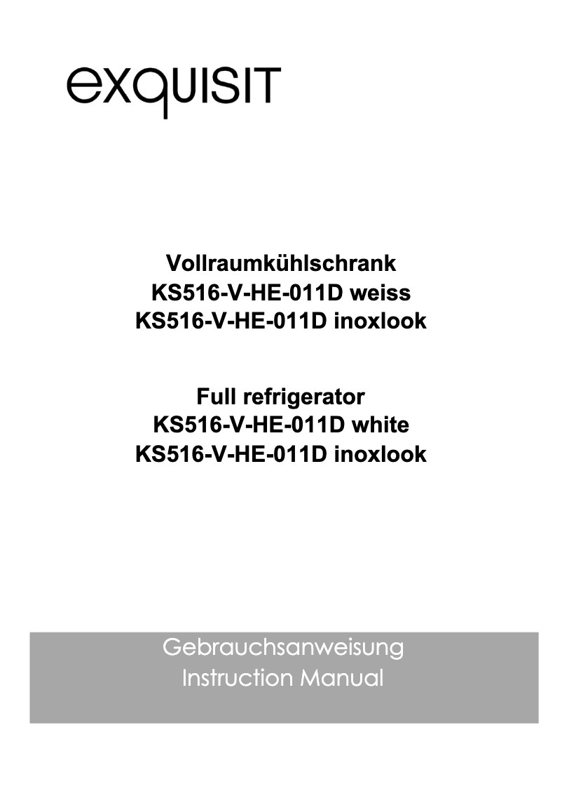 Page 1 de la notice Manuel utilisateur Exquisit KS516-V-HE-011D