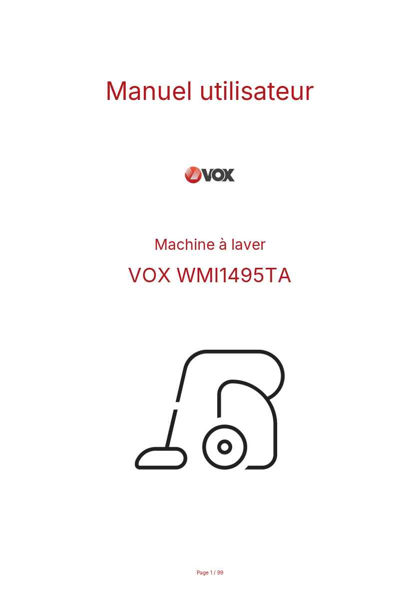 Page n°1 - Manuel utilisateur VOX WMI1495TA