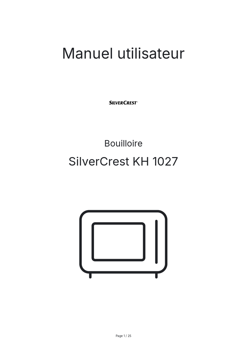Page n°1 - Manuel utilisateur SilverCrest KH 1027