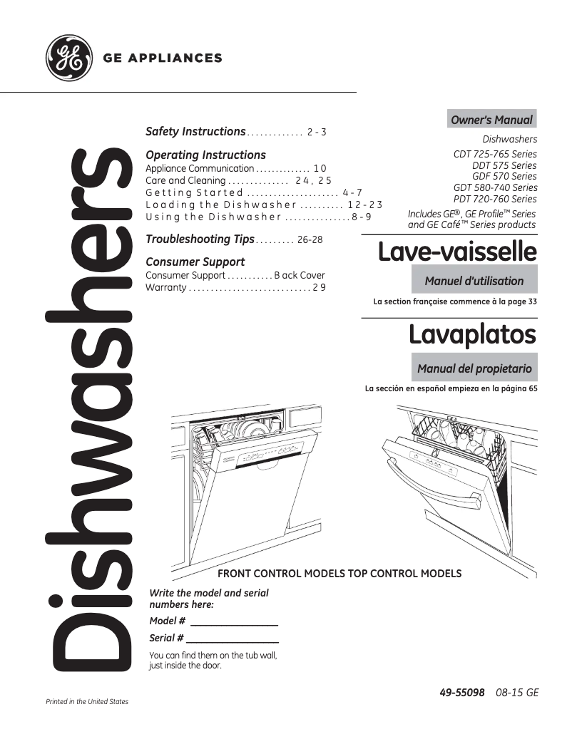 Page 1 of the manual Use and Maintenance Manual GE PDT750SSFSS