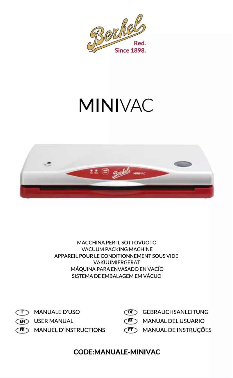 Page n°1 - Manuel utilisateur Berkel MiniVac
