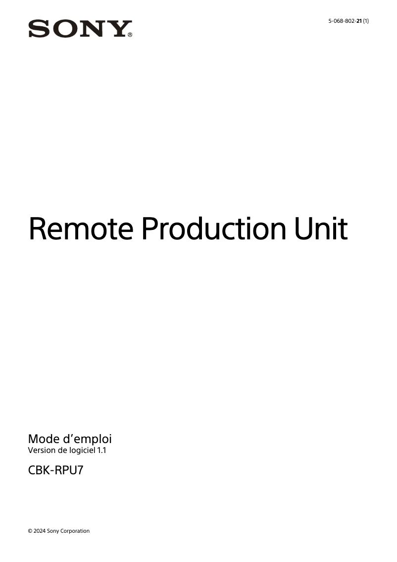 Página 1 del manual Manual de usuario Sony CBK-RPU7