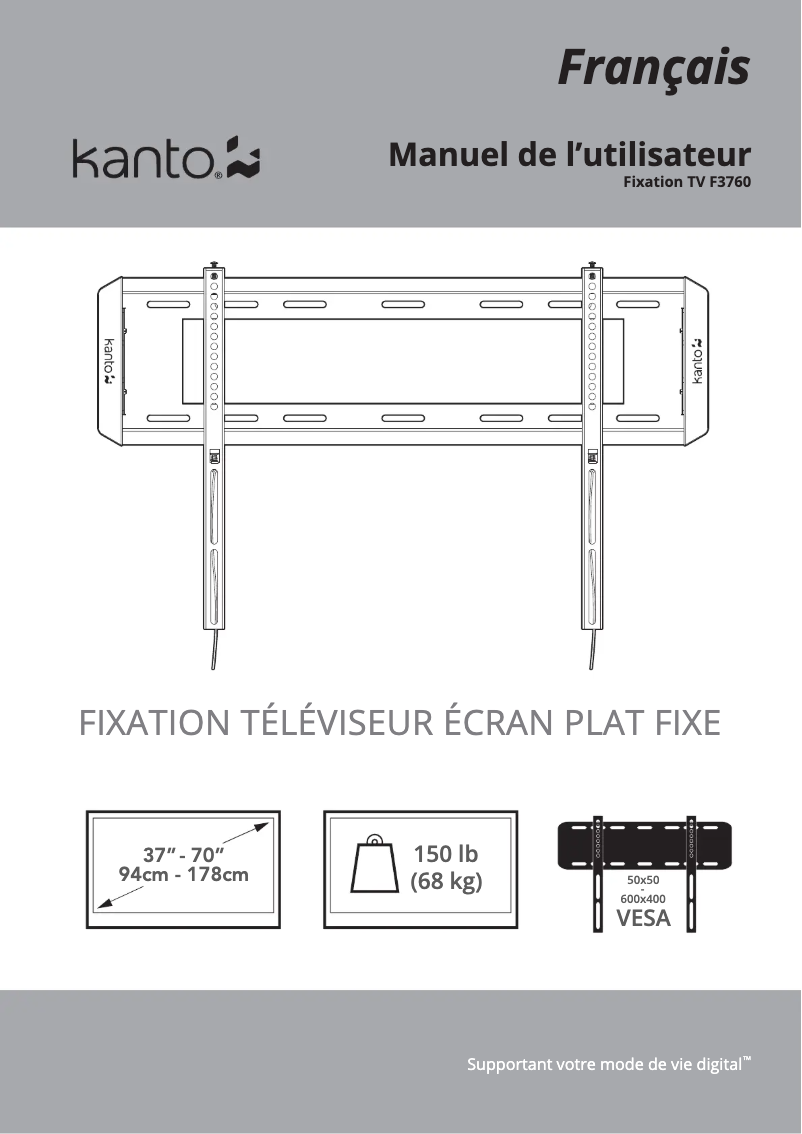 Page 1 de la notice Manuel utilisateur Kanto F3760