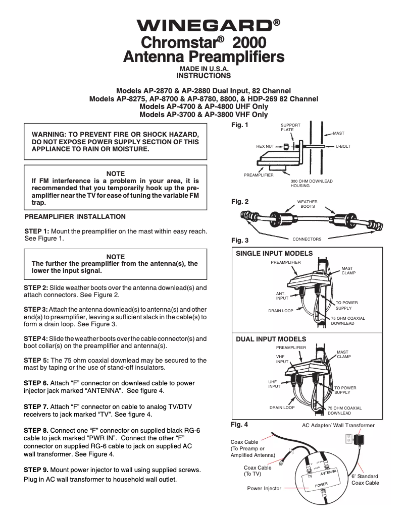 Page 1 de la notice Manuel utilisateur Winegard AP8275