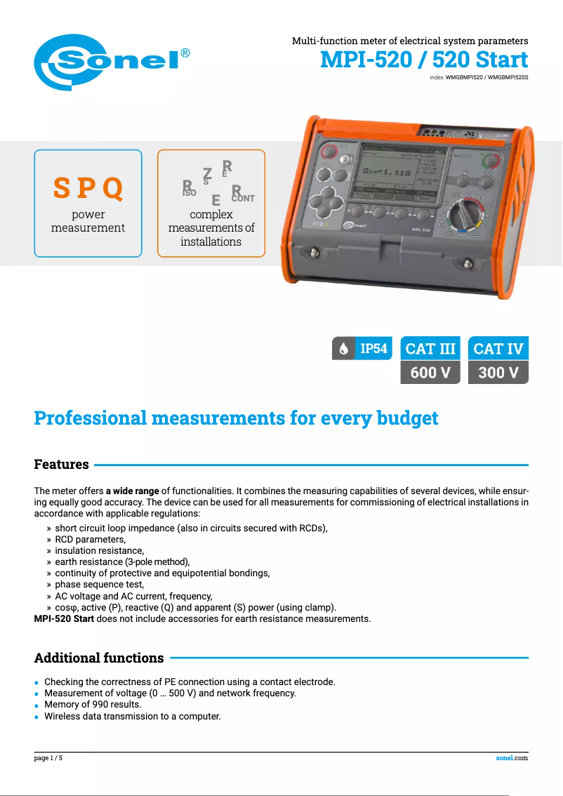 Image de la première page du manuel de l'appareil MPI-520