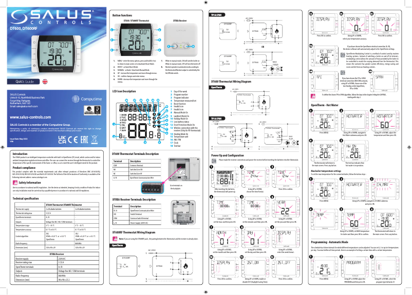 Imagen de la primera página del manual del dispositivo DT600RF