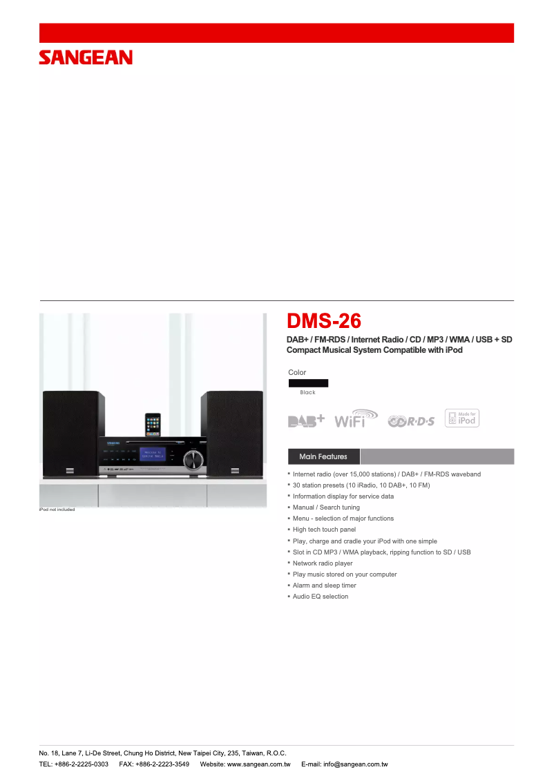 Page 1 de la notice Manuel utilisateur Sangean DMS-26