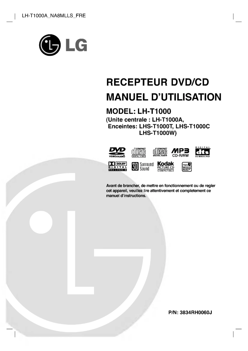 Page n°1 - Manuel utilisateur LG LH-T1000A